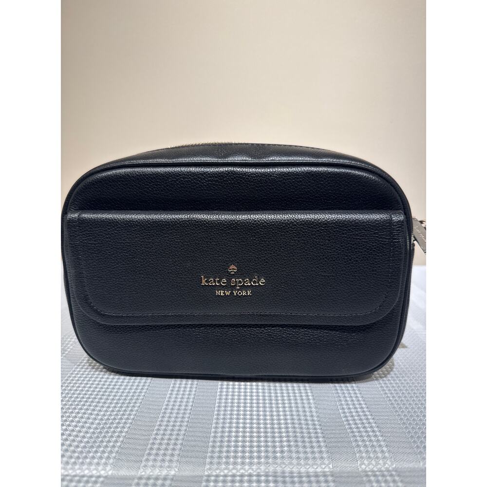 Kate Spade New York Rosie pebbled leather flap camera bag purse in black - Picture 9 of 14